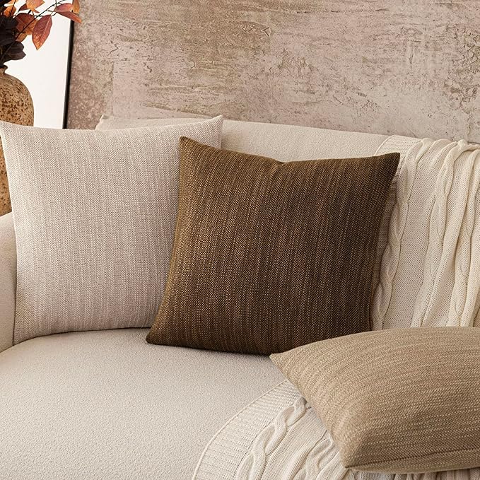 Foindtower Set of 2 Decorative Textured Burlap Linen Throw Pillow Covers - Image 7