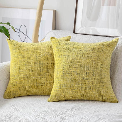 Home Brilliant Yellow Pillows Covers 20x20 Textured Velvet Chenille Decorative by HomeBrilliant