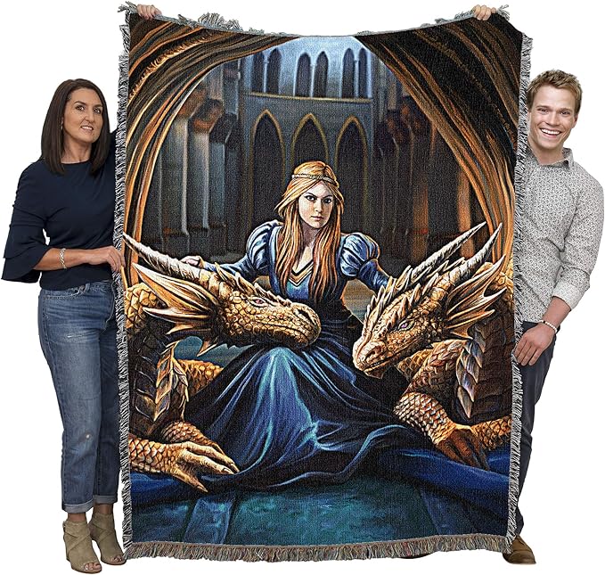 Pure Country Weavers Fierce Loyalty Dragons Woven Blanket by Anne Stokes by PureCountryWeavers