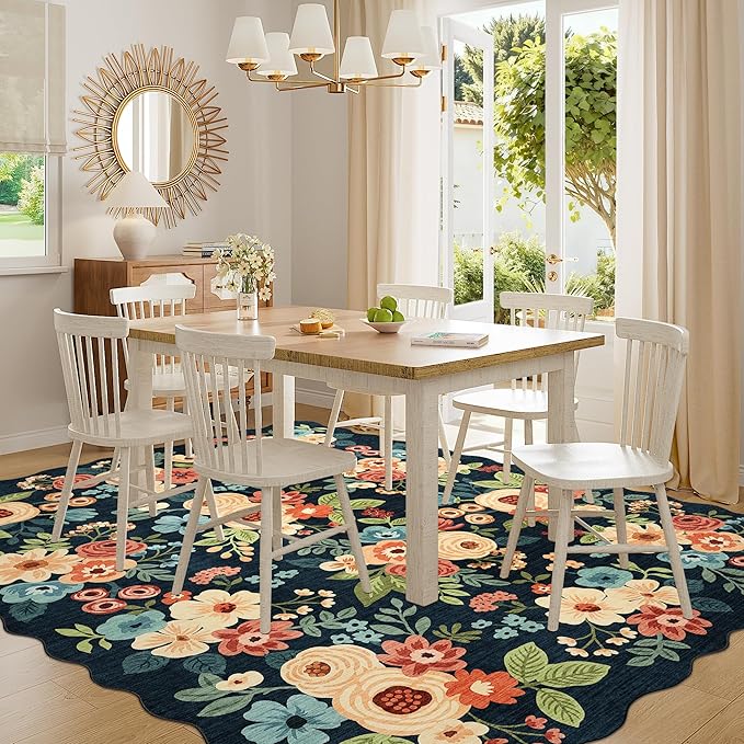 DUKINO 8x10 Area Rug, Floral Washable Rugs - Image 8