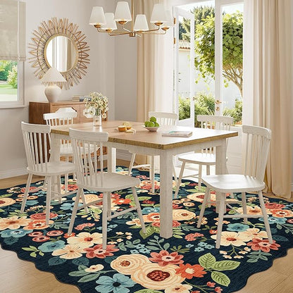 DUKINO 8x10 Area Rug, Floral Washable Rugs - Image 8