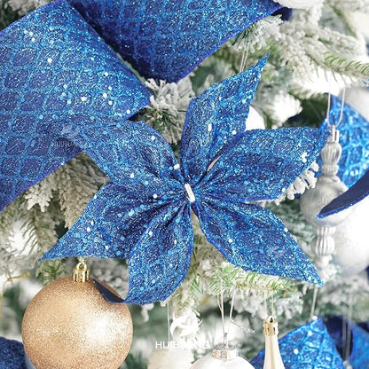 HUIHUANG Navy Blue Wired Ribbon 2.5 inch Glitter Diamond Mesh Wire Edge Ribbon - Image 8