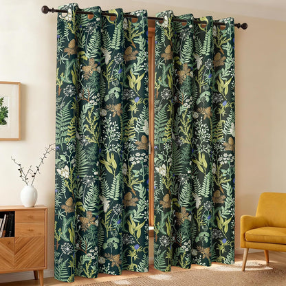 botanical 100% blackout curtains for bedroom 63 inch shown in use