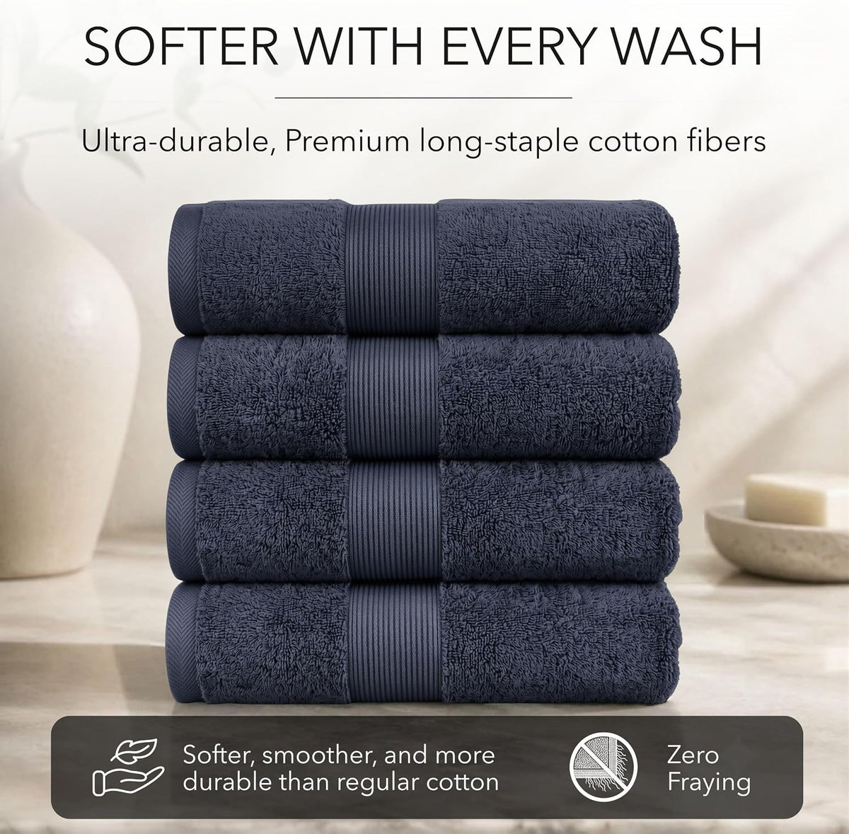 jouline | 4-piece large premium 600gsm bath towel, package contents