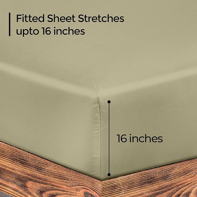 ROYALE LINENS 300 Thread Count 100% Long Staple Combed Cotton Fitted Sheet Full - Image 2