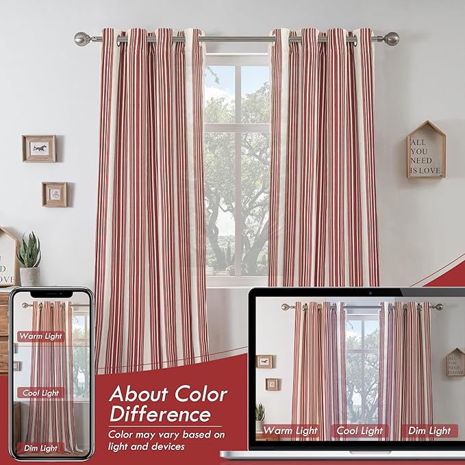 DriftAway Farmhouse Vertical Striped Linen Blend Textured Light Filtering Semi - Image 7