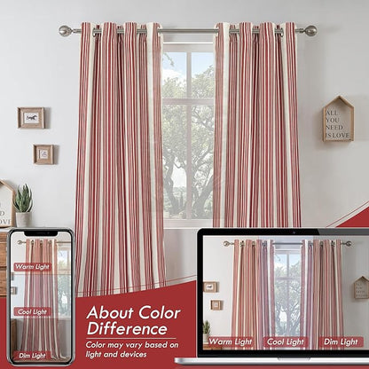 DriftAway Farmhouse Vertical Striped Linen Blend Textured Light Filtering Semi - Image 7