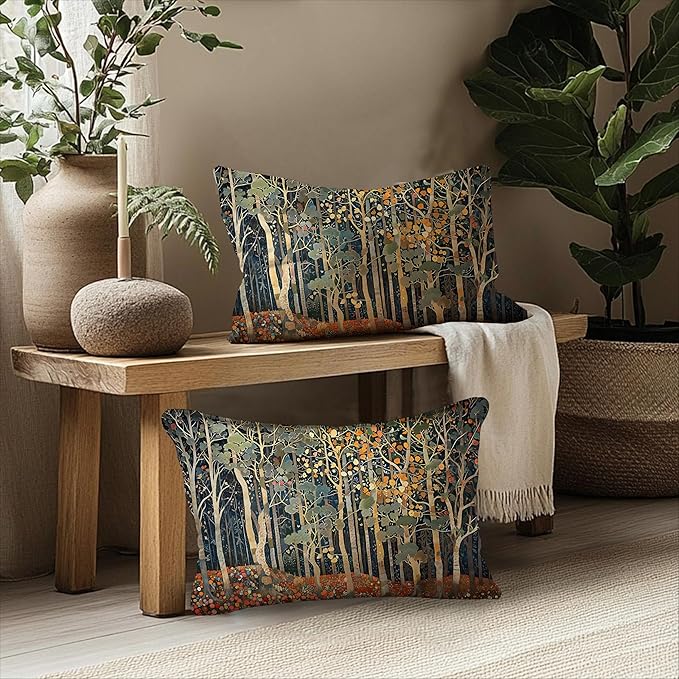 Rustic Autumn Forest Pillow Covers 20x12 Set of 2, Fall Home Room Decor - Image 5