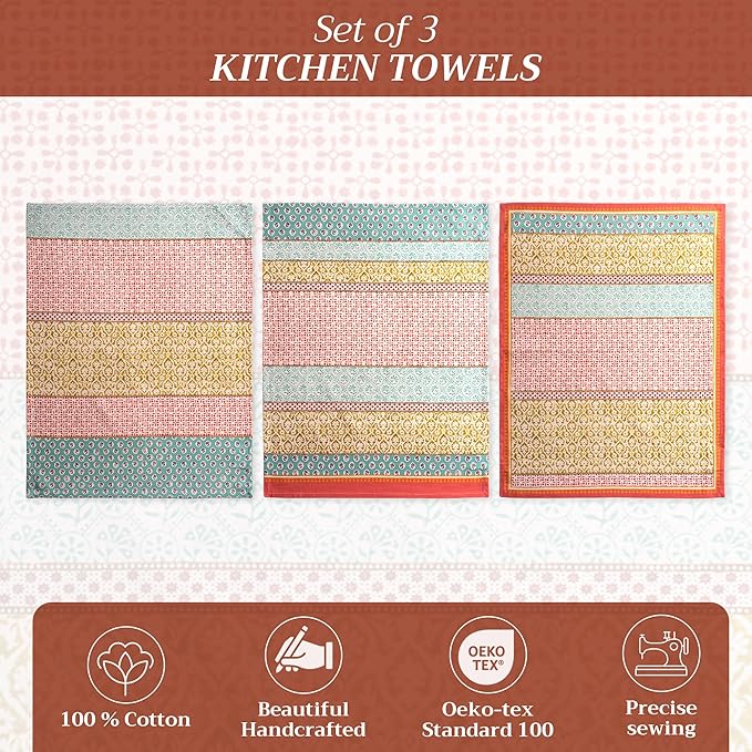 Maison d' Hermine Kitchen Towels Set of 3 100% Cotton 27.50" x 20" Reusable - Image 2