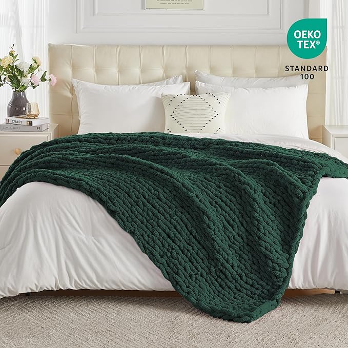 Carriediosa Chunky Knit Throw Blanket 60" X 80" Twin, 100% Hand Made Large - Image 4