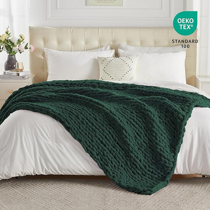 Carriediosa Chunky Knit Throw Blanket 60" X 80" Twin, 100% Hand Made Large - Image 4