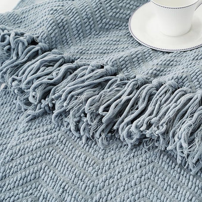 BATTILO HOME Bluish Grey Chenille Throw Blanket - Image 8