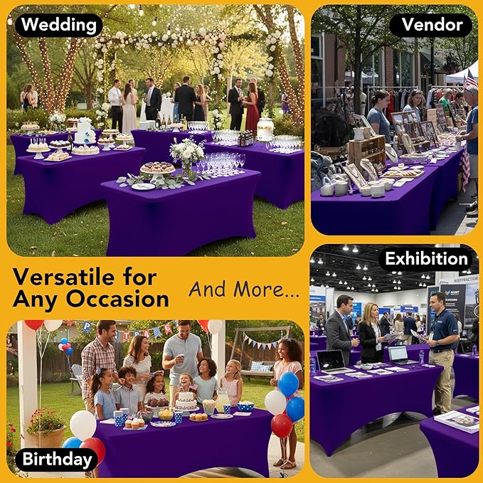 8-Pack Premium Purple Spandex Tablecloths - Image 5