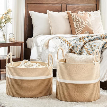 KAKAMAY Large Blanket Basket, Woven Baskets - Image 6