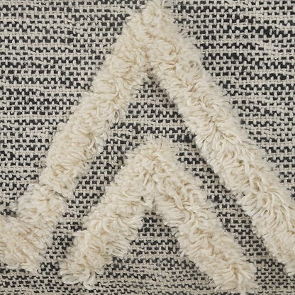 LR Home Gray/Ivory Geometric Hand-Woven Polyester Ottoman Pouf - Image 8