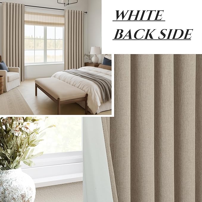 GreyBeige 108 Inch Curtains 2 Panel Set Burg Modern Decorative Dark Out Curtains - Image 7