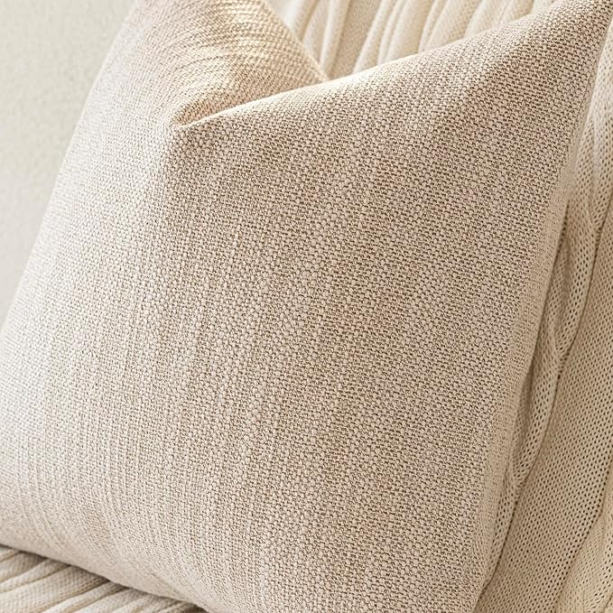 Foindtower Set of 2 Decorative Textured Burlap Linen Throw Pillow Covers - Image 3