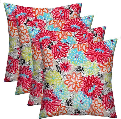 RSH Décor Set of 4 Outdoor Throw Pillows – 17"x17" Square Accent Cushions by RSHDECOR