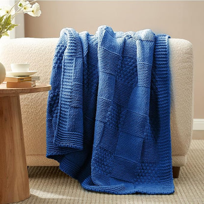 Amélie Home Checkered Chenille Knit Throw Blanket - Image 6