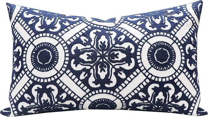 Slow Cow Linen Embroidery Lumbar Throw Pillow Cover Cushion Cover Floral by SLOW+COW