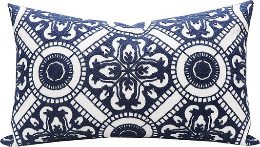 Slow Cow Linen Embroidery Lumbar Throw Pillow Cover Cushion Cover Floral by SLOW+COW