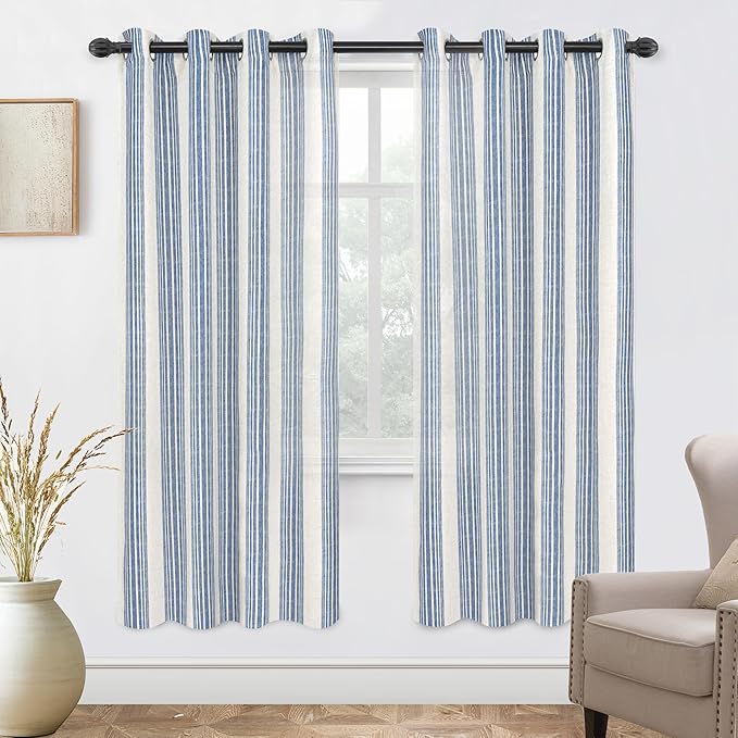 DriftAway Farmhouse Vertical Striped Linen Blend Textured Light Filtering Semi by DriftAway