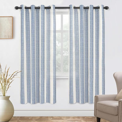DriftAway Farmhouse Vertical Striped Linen Blend Textured Light Filtering Semi by DriftAway