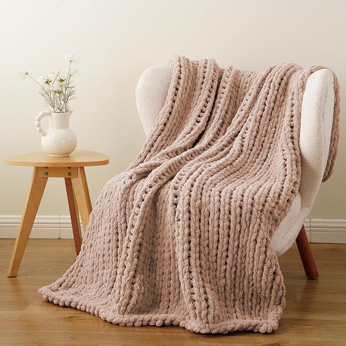 Battilo Chunky Knit Throw Blanket, Soft and Thick Chenille Throw Blanket - Image 7