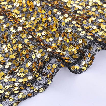 Black Gold Sequin Table Runner Rectangular Glitter Halloween Party Reusable