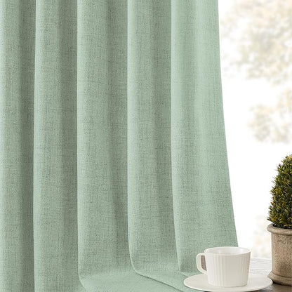 CUCRAF Linen 100% Blackout Curtains 72 Inch Length 2 Panels Set, Back Tab and - Image 8