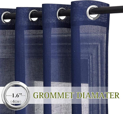 NICETOWN Natural Open Linen Weave Flax Textured Sheer Window Curtains, 63 - Image 2
