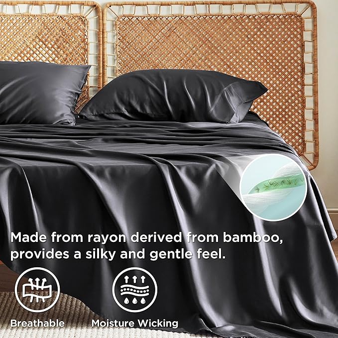 Bedsure Full Size Bed Sheets, Cooling Sheets, Rayon Derived from Bamboo - Image 3