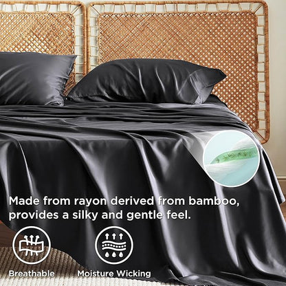 Bedsure Full Size Bed Sheets, Cooling Sheets, Rayon Derived from Bamboo - Image 3