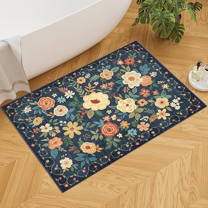 DUKINO 2x3 Rugs for Entryway, Floral Indoor Washable Door Mat, Non Slip Boho - Image 7