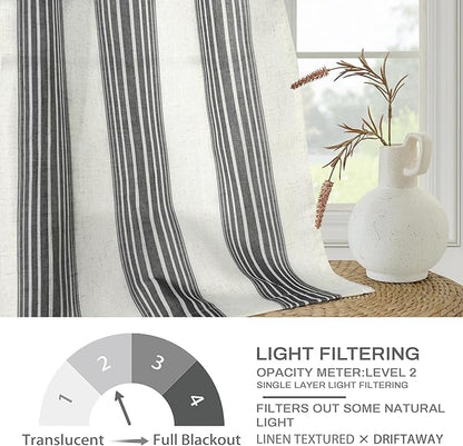 DriftAway Farmhouse Vertical Striped Linen Blend Textured Light Filtering Semi - Image 4