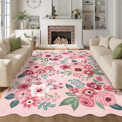 DUKINO 6x9 Area Rug, Floral Washable Rugs - Image 2