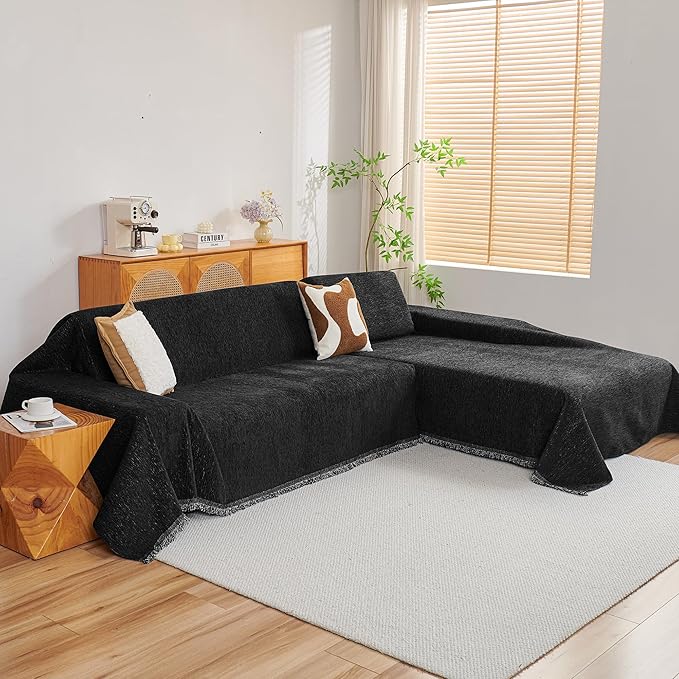 MYSKY HOME Couch Cover for Sectional Sofa, 2 Pieces Chenille Couch Covers for L - Image 2