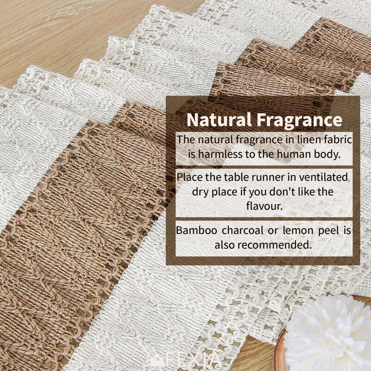 FEXIA Boho Table Runner for Home Decor with Tassels 72 Inches Farmhouse Long Pottery Barn Furniture Rustic Macrame Burlap Table Decoration for Living Room Bridal Shower (12x72 Inches)