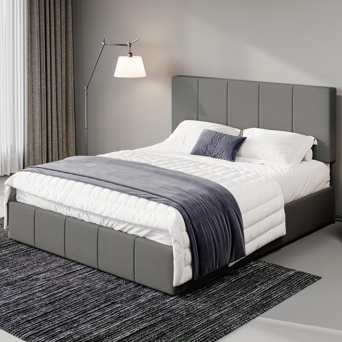 allewie full size dutch velvet upholstered platform bed, main product view