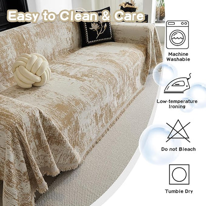 MEETSKY Couch Cover Sofa Cover Washable, Chenille Abstract Geometric Boho Sofa - Image 8