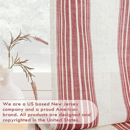 DriftAway Farmhouse Vertical Striped Linen Blend Textured Light Filtering Semi - Image 5