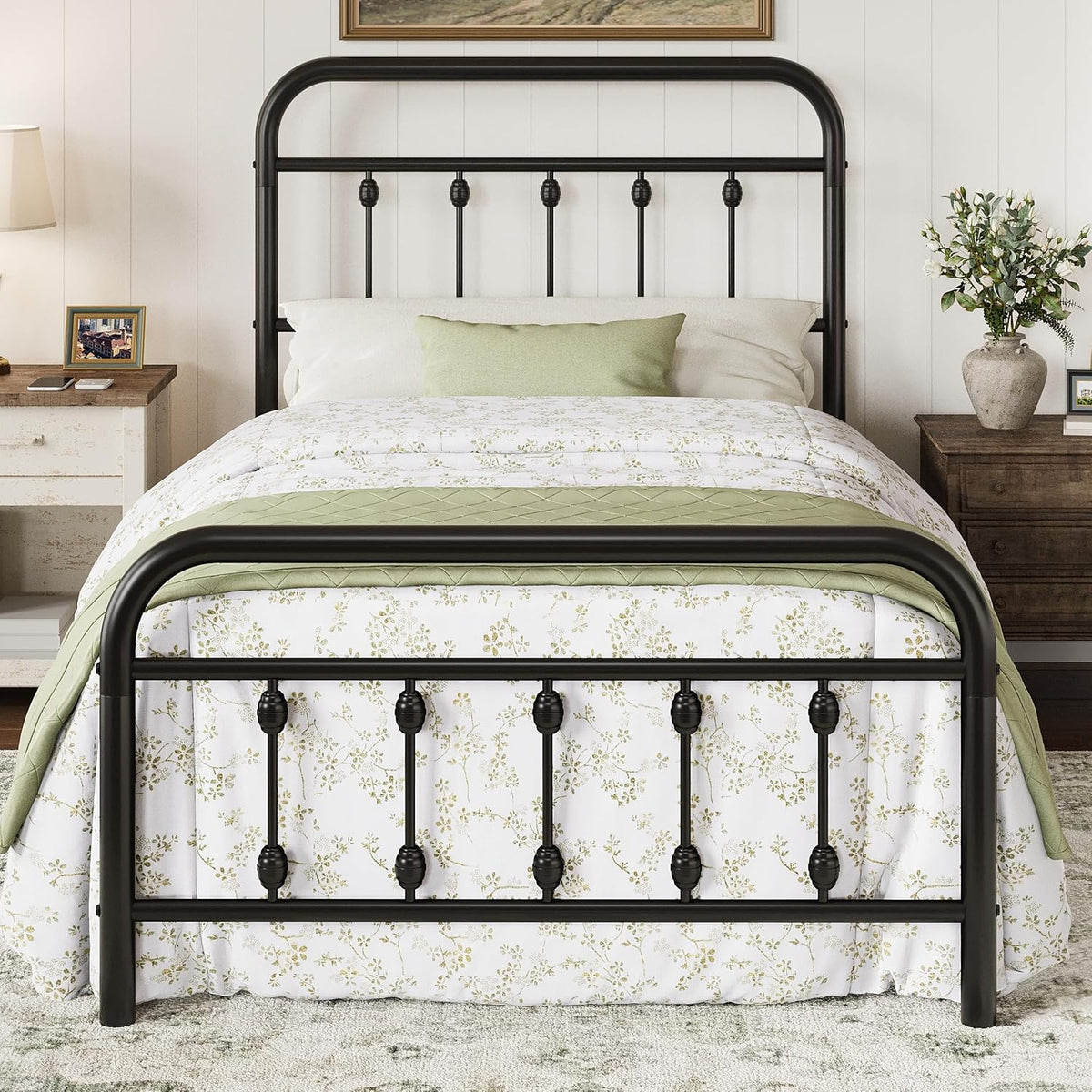 allewie 14 inches twin size metal platform bed, main product view