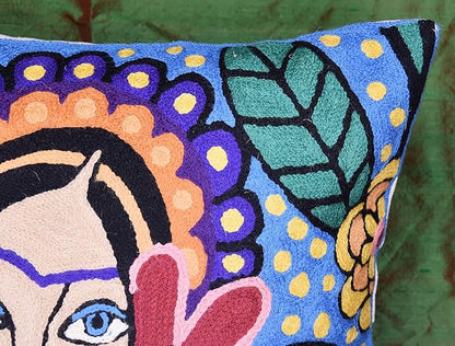 Frida Inspired Pillow Cover Necklace Mexican Art Floral Pillowcase Hand - Image 6