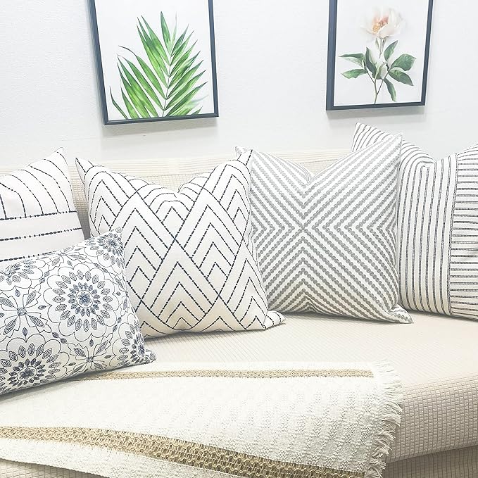 Slow Cow Decorative Embroidery Cushion Cover Grey Dots Embroidered Throw Pillow - Image 4