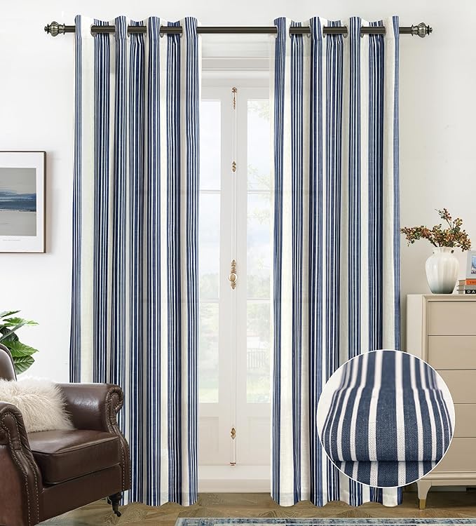 DriftAway Farmhouse Vertical Striped Linen Blend Textured Light Filtering Semi by DriftAway