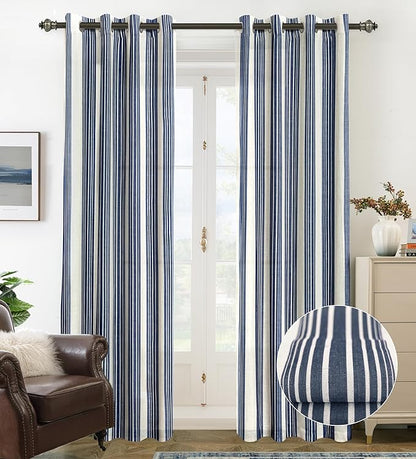 DriftAway Farmhouse Vertical Striped Linen Blend Textured Light Filtering Semi by DriftAway