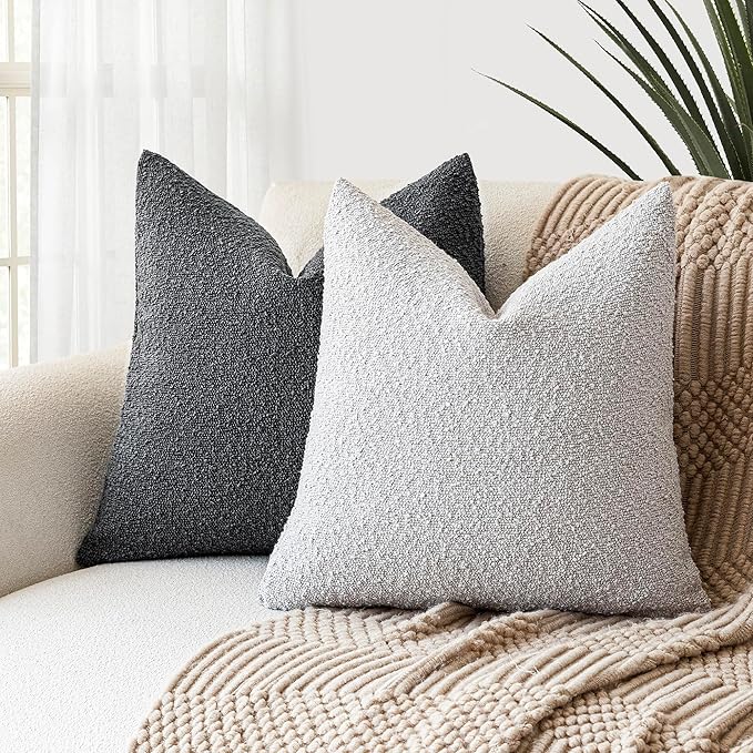 Foindtower Decorative Boucle Throw Pillow Covers Accent Solid Pillow Cases Cozy - Image 5