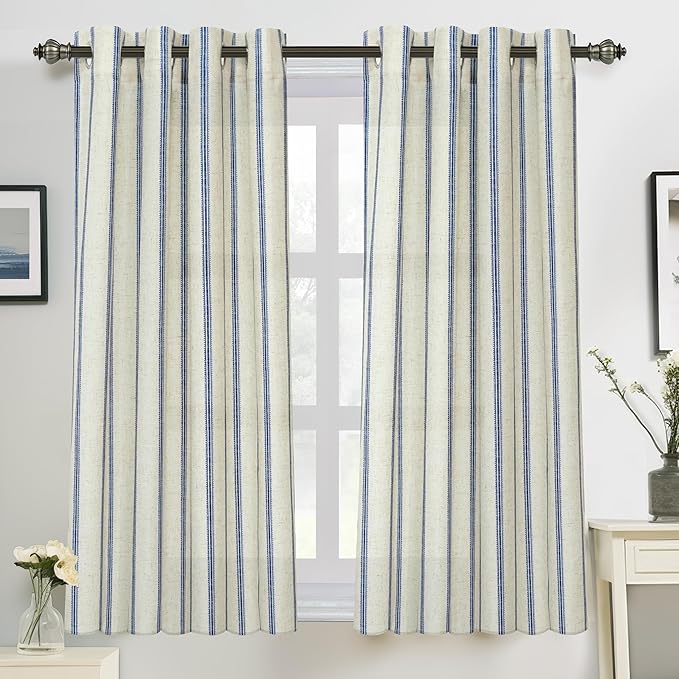 DriftAway Farmhouse Vertical Striped Linen Blend Textured Light Filtering Semi by DriftAway