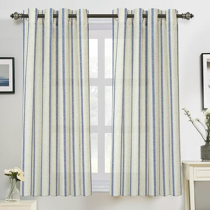 DriftAway Farmhouse Vertical Striped Linen Blend Textured Light Filtering Semi by DriftAway