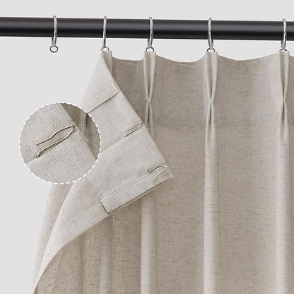 Apricot Pinch Pleat Linen Curtains 96 Inch Length 2 Panels Set - Image 7